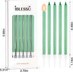 48 - Count Birthday Candles Long Thin Cake Candles - Birthday Candles, Birthday Parties, Wedding Decorations, Party Candles (Green)