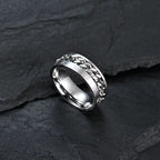 Roman Numerals Stainless Steel Chain Rotating Anxiety Black Rings for Men Fidget Metal Spinner Knuckle Ring Anillos De Hombre