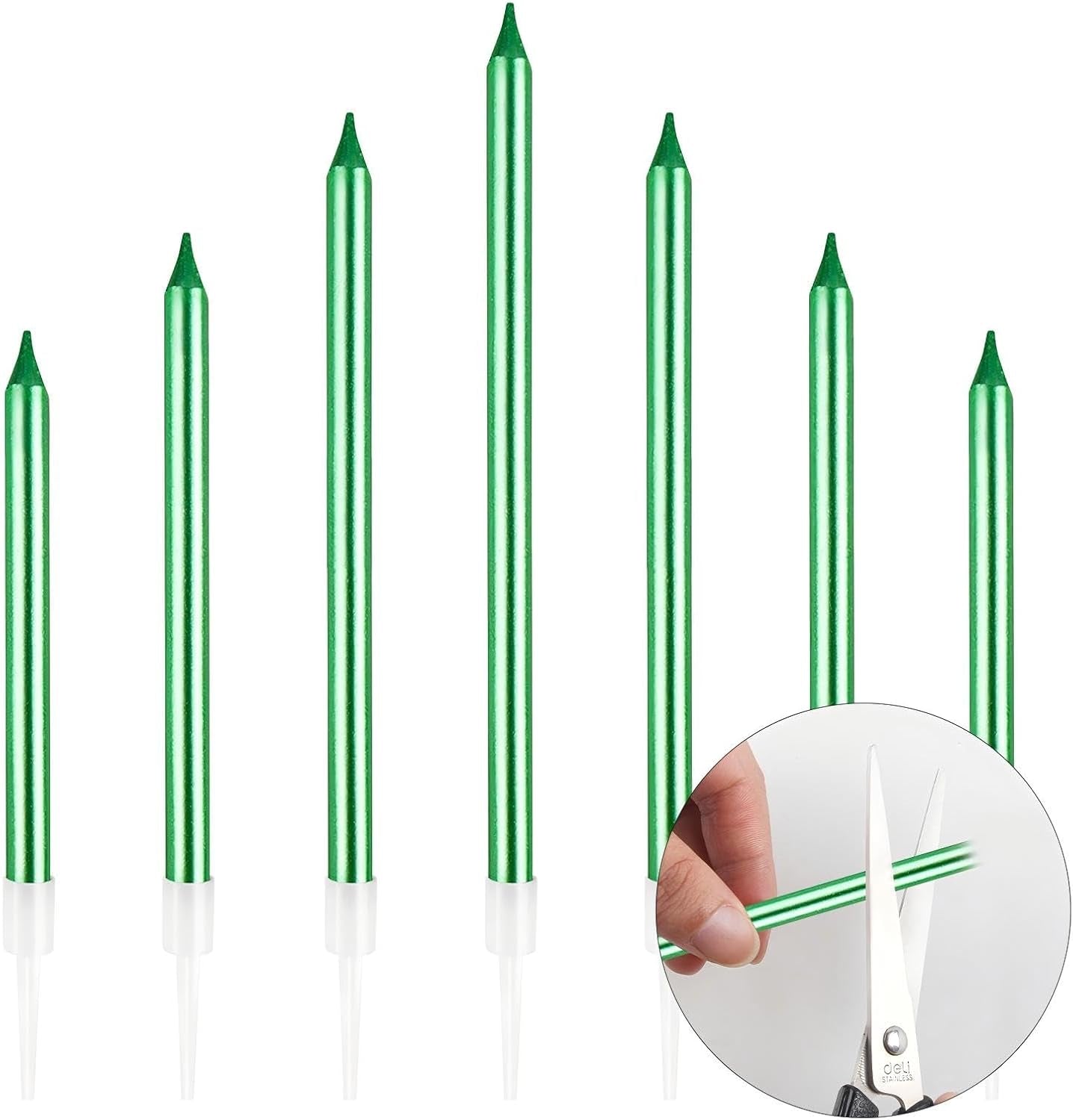 48 - Count Birthday Candles Long Thin Cake Candles - Birthday Candles, Birthday Parties, Wedding Decorations, Party Candles (Green)