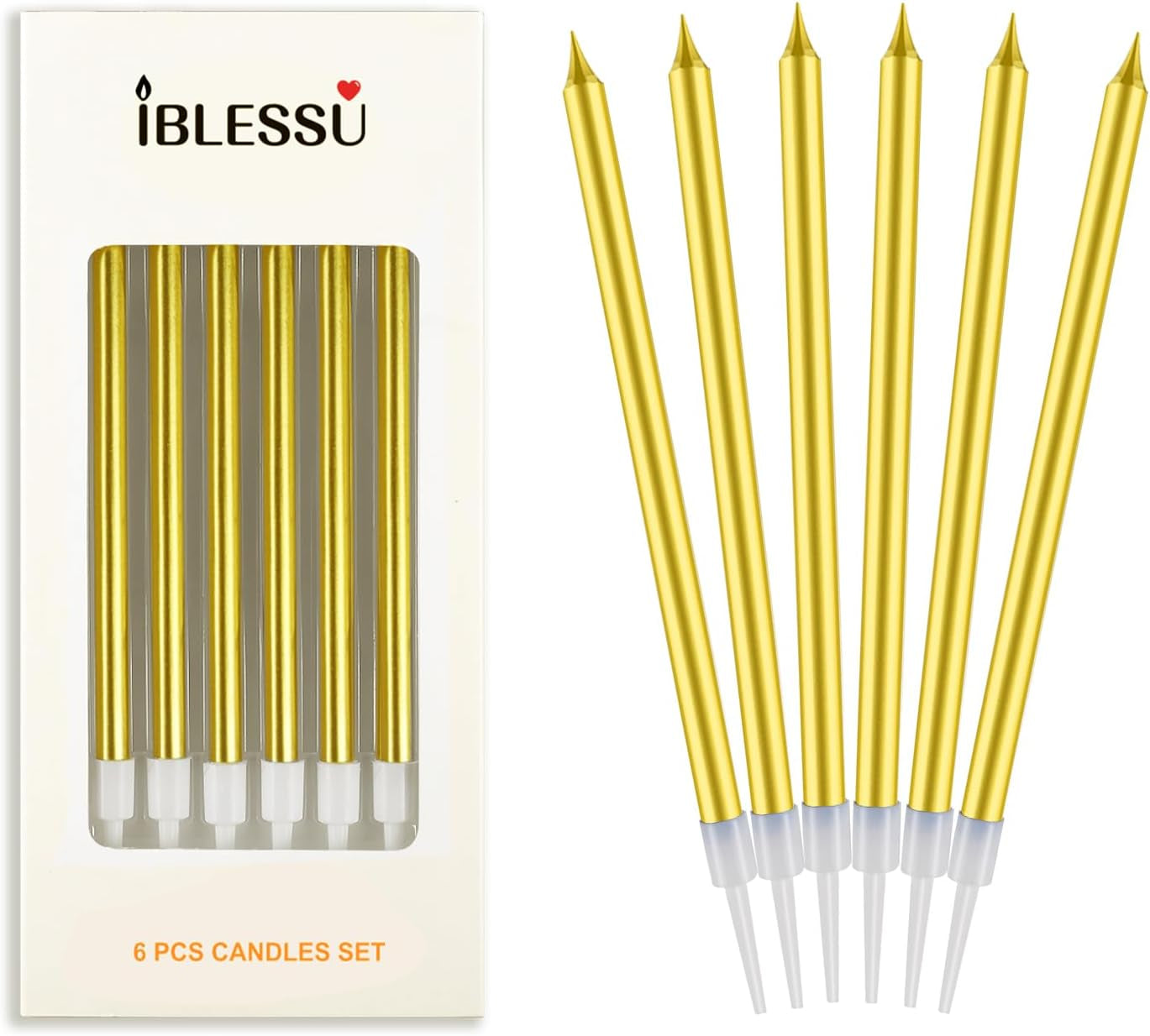 48 - Count Birthday Candles Long Thin Cake Candles - Birthday Candles, Birthday Parties, Wedding Decorations, Party Candles (Gold)