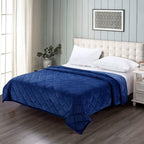Soft Plush Weighted Blanket 15Lbs, Warm Minky Weighted Blankets for Adults, Diamond Quilted Fleece Weighted Throw, Fuzzy Weighted Blanket (48"X72") for Twin/Full Size Bed and Couch, Navy Blue