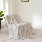 Fleece Throw Blanket, Extra Soft Lightweight Blanket with Strip, Plush Fuzzy Cozy Blankets and Throws for Couch, Bed, Sofa Cozy, Warm and Breathable