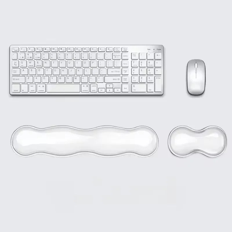 Mouse Pad with Wrist Rest anti Slip Silicone Transparent Keyboard Rest Desktop Office Game Console Mouse Wrist Rest