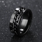 Roman Numerals Stainless Steel Chain Rotating Anxiety Black Rings for Men Fidget Metal Spinner Knuckle Ring Anillos De Hombre
