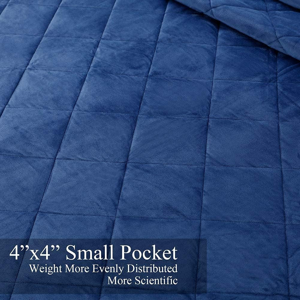Soft Plush Weighted Blanket 15Lbs, Warm Minky Weighted Blankets for Adults, Diamond Quilted Fleece Weighted Throw, Fuzzy Weighted Blanket (48"X72") for Twin/Full Size Bed and Couch, Navy Blue