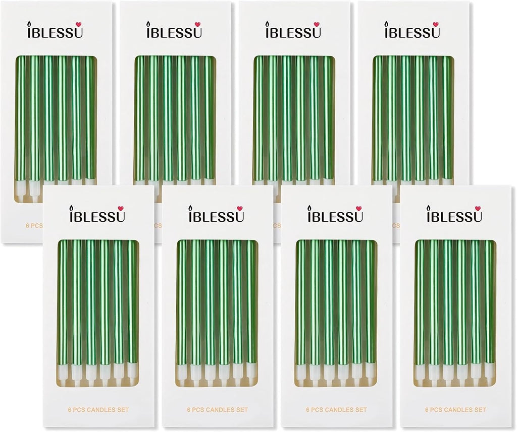 48 - Count Birthday Candles Long Thin Cake Candles - Birthday Candles, Birthday Parties, Wedding Decorations, Party Candles (Green)