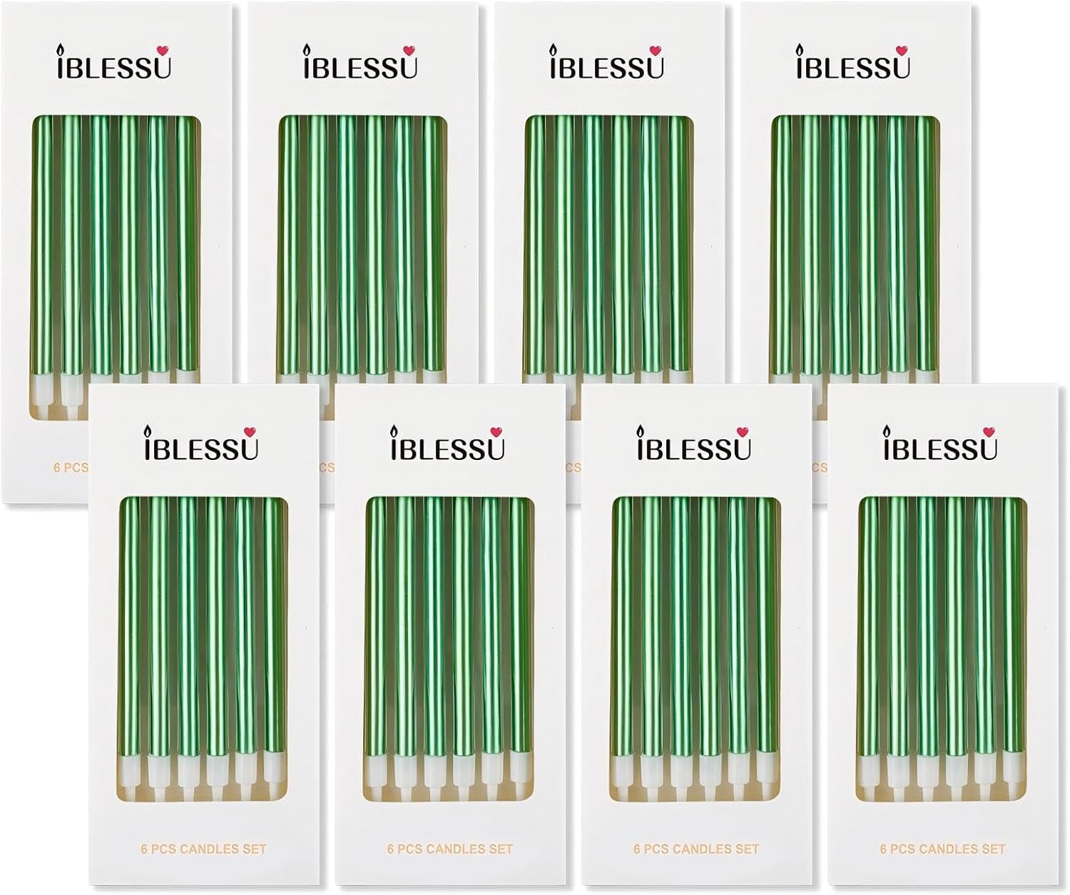 48 - Count Birthday Candles Long Thin Cake Candles - Birthday Candles, Birthday Parties, Wedding Decorations, Party Candles (Green)