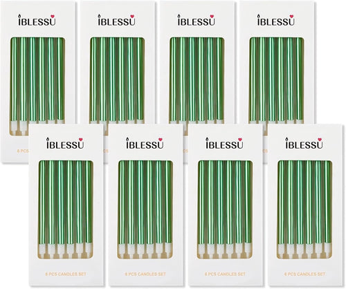 48 - Count Birthday Candles Long Thin Cake Candles - Birthday Candles, Birthday Parties, Wedding Decorations, Party Candles (Green)