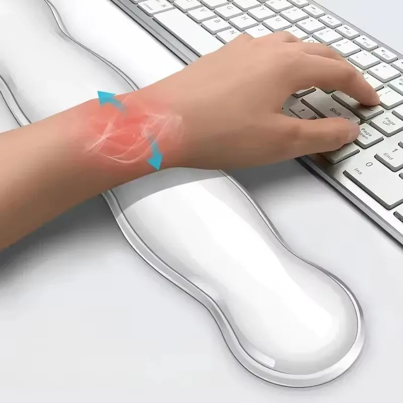 Mouse Pad with Wrist Rest anti Slip Silicone Transparent Keyboard Rest Desktop Office Game Console Mouse Wrist Rest