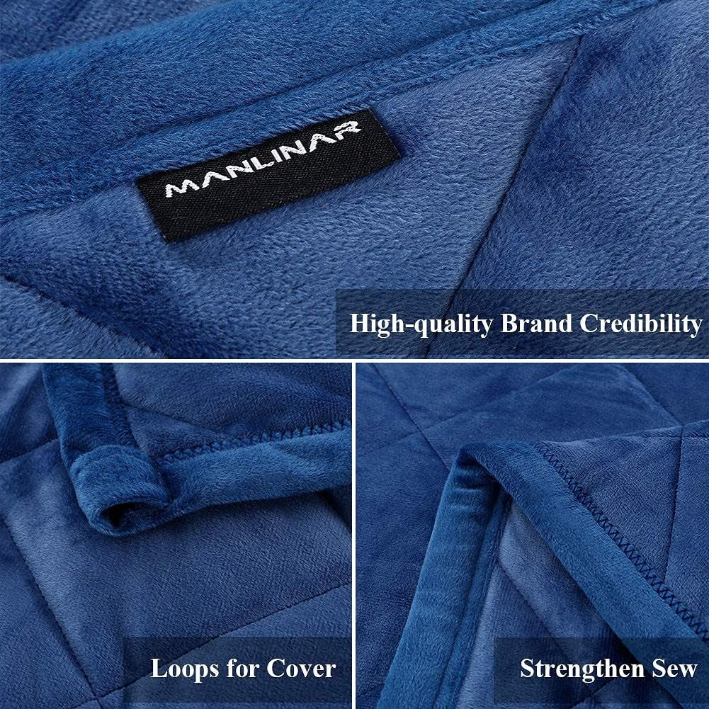 Soft Plush Weighted Blanket 15Lbs, Warm Minky Weighted Blankets for Adults, Diamond Quilted Fleece Weighted Throw, Fuzzy Weighted Blanket (48"X72") for Twin/Full Size Bed and Couch, Navy Blue