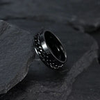 Roman Numerals Stainless Steel Chain Rotating Anxiety Black Rings for Men Fidget Metal Spinner Knuckle Ring Anillos De Hombre