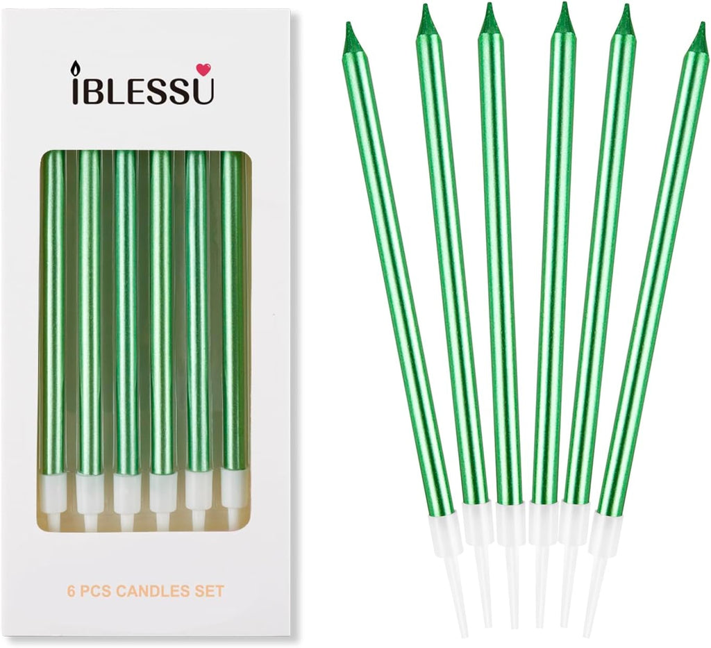 48 - Count Birthday Candles Long Thin Cake Candles - Birthday Candles, Birthday Parties, Wedding Decorations, Party Candles (Green)