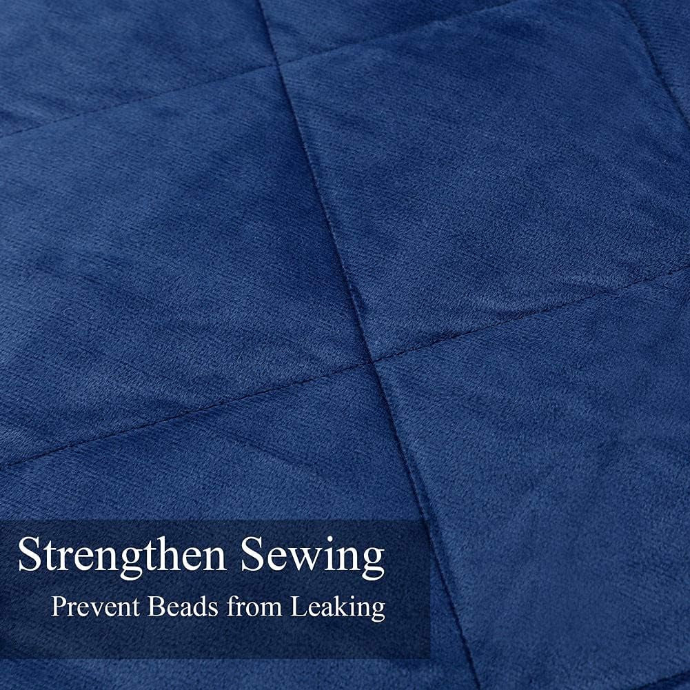 Soft Plush Weighted Blanket 15Lbs, Warm Minky Weighted Blankets for Adults, Diamond Quilted Fleece Weighted Throw, Fuzzy Weighted Blanket (48"X72") for Twin/Full Size Bed and Couch, Navy Blue