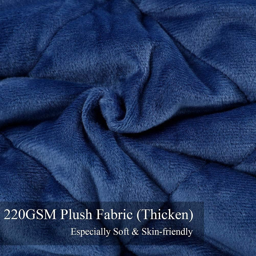 Soft Plush Weighted Blanket 15Lbs, Warm Minky Weighted Blankets for Adults, Diamond Quilted Fleece Weighted Throw, Fuzzy Weighted Blanket (48"X72") for Twin/Full Size Bed and Couch, Navy Blue