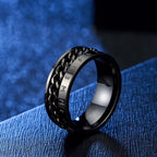 Roman Numerals Stainless Steel Chain Rotating Anxiety Black Rings for Men Fidget Metal Spinner Knuckle Ring Anillos De Hombre