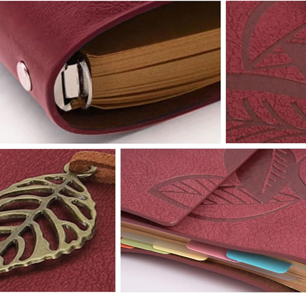 Refillable Leather Journals Notebook A6(7×5Inch) Lined Paper Travel Diary Women'S Small Pocket Notebook, Journals to Write in for Women Best Gift for Teens(Wine Red)